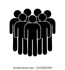 group of people icon, crowd of stickmen, isolated, stick figure people, human silhouettes pictograms