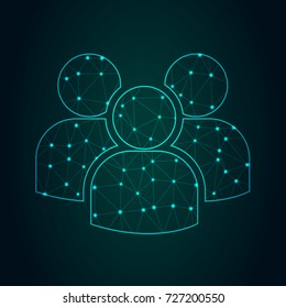 Group of People icon - With glowing point and lines scales on the dark gradient background. Vector Illustration eps10.