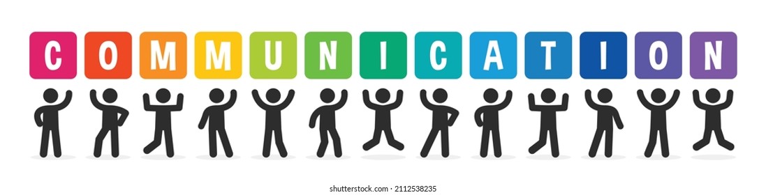 Group People Icon Holding Communication Letters Stock Vector (Royalty ...