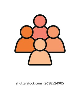 Group of people icon, ideal for charity day, teamwork, volunteering, social care, and giving visuals.