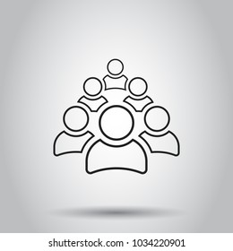 Group of people icon in line style. Vector illustration on isolated background. Business concept person pictogram.