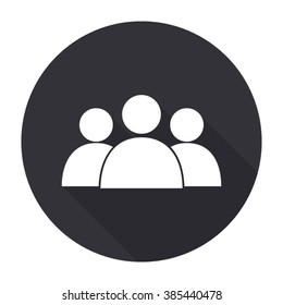 group of people icon with long shadow - vector round button