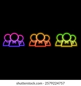 Group of people icon. neon style..