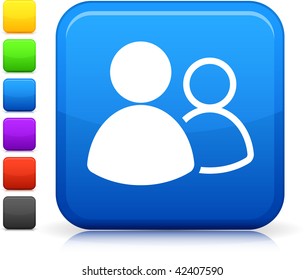 Ícone Grupo de pessoas no botão quadrado da internet Seis opções de cores incluídas.