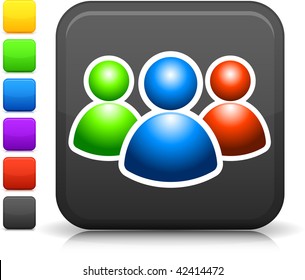 Icono Grupo de personas en botón de internet cuadrado Seis opciones de color incluidas.