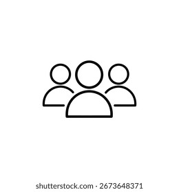 Um Ícone De Grupo De Pessoas, Que Representa Uma Equipe, Uma Comunidade Ou Uma Rede Social. Ilustração De Vetor Em Preto E Branco Isolada Em Um Plano De Fundo Branco. Estilo de design minimalista.