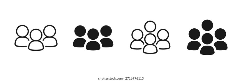 Icono de grupo de personas que representa al equipo, la comunidad y la audiencia. Símbolo de Vector plano simple para los conceptos de negocio, trabajo en equipo, redes sociales, usuarios y organización.