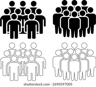 Group of people icon set crowd community teamwork concept simple design