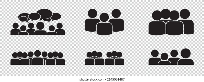 Group Of People Icon Set - Flat Vector Illustrations For Apps And Websites Isolated On Transparent Background