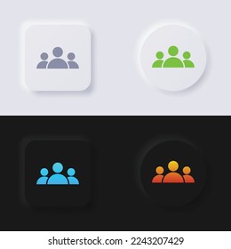 Group of people icon set, Multicolor neumorphism button soft UI Design for Web design, Application UI and more, Button, Vector.
