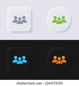 Group of people icon set, Multicolor neumorphism button soft UI Design for Web design, Application UI and more, Button, Vector.