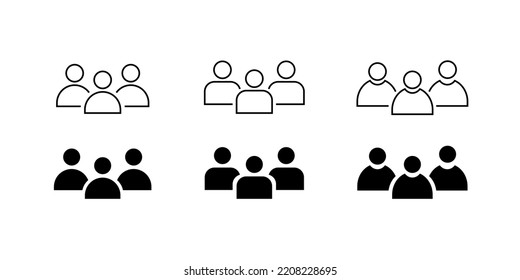 Group of people icon set. User icon and , team icon, group icon, outline and solid vector illustration, linear pictogram isolated.