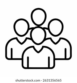 Group of People Icon – Team or Community Line Art Symbol on White Background