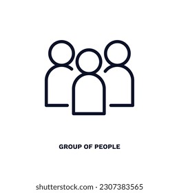 icono de grupo de personas. Un grupo de personas de línea delgada, icono de la colección de educación y ciencia. Vector de contorno aislado en fondo blanco. El símbolo de grupo de personas editable puede ser usado web y móvil