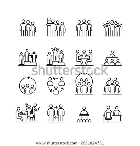 Group of people icons set simple outline flat illustration