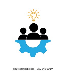 group of people with an idea, a proposal.Joint problem solving.Vector linear icon isolated on white background.