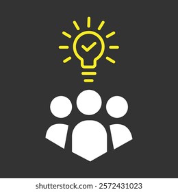 group of people with an idea, a proposal.Joint problem solving.Vector linear icon isolated on white background.