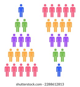 group of people illustration vector,colorful people pyramid,man icon.