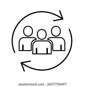 group of people inside a circular arrow