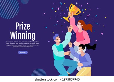 Group of people jumping holding trophy. golden cup and confetti. Business team achievements. Get reward and celebrate.  - Shutterstock ID 1975837940