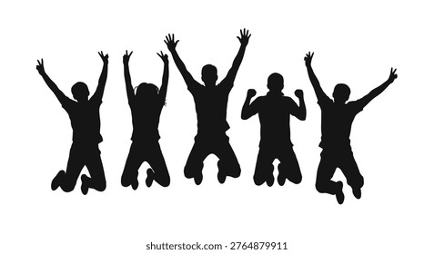 Group of people jumping in unison