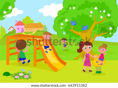 Group People Kids Adult Playing Country Stock Vector (Royalty Free ...