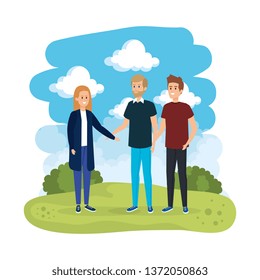 group of people in the landscape