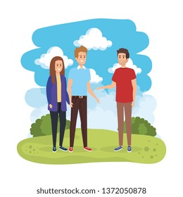 group of people in the landscape