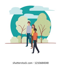 group of people with landscape avatar character