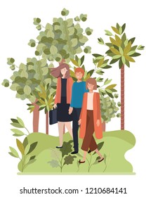 group of people with landscape avatar character