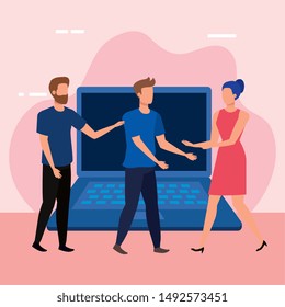 group of people with laptop