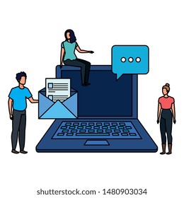 group of people with laptop characters