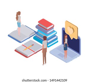 group of people with laptop with email notifications