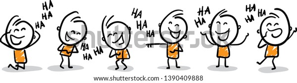 Group of people laughing - LOL -  isolated\
vector illustration outline hand drawn doodle line art cartoon\
design character.\
