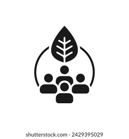 Grupo de personas con icono de hoja estilo plano aislado sobre fondo blanco. Ilustración de vector