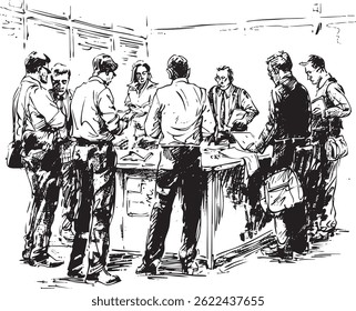 group of people line art