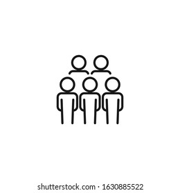 Group of people line icon with editable stroke. Team, business concept.  Simple black outline symbol. Isolated on white background. Vector illustration.