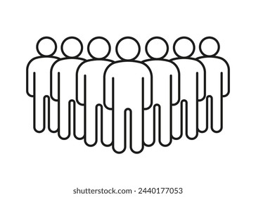 Group of people, line icon. Teamwork, crowd of person. Business communication, leader and employee connection. Vector illustration