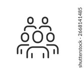 Group of people, linear icon. Community, teamwork, or social unity. Line with editable stroke.