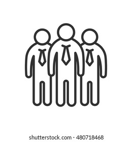 group of people linear icon. three men in ties