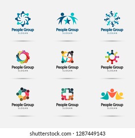 Group people Logo Design,Teamwork meeting,Template Vector