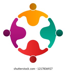 Group people logo handshake in a circle,Teamwork icon.vector illustrator