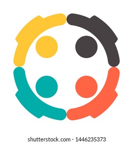 Group people logo handshake in a circle,Teamwork icon.vector illustrator