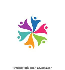 Group of people logo icon. Adoption, family, teamwork, friendship, and partnership vector illustration