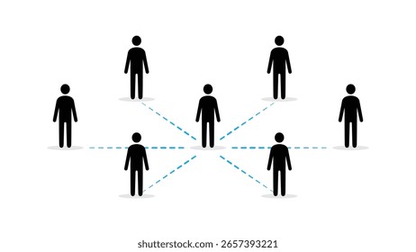 Group of people makes a connected human network, teamwork and communication, social interaction of a community