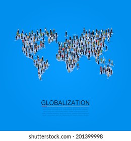 Group of people making a earth planet shape. Vector