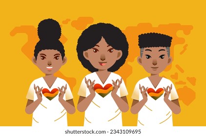 Group of people man and woman Black lives matter campaign illustration support black people to gain equal rights, human unity of different races, Stop racism