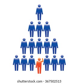 A group of people and manager in the office. Organizational structure and team. Vector Illustration and icons set for infographics.