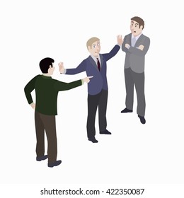 A group of people. Mediator and conflict people. Vector, isometric, illustration