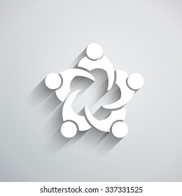 Group of People meeting in circle. 3D paper style